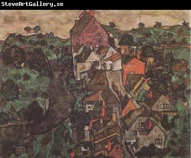 Egon Schiele Krumau Landscape (Town and River) (mk09)